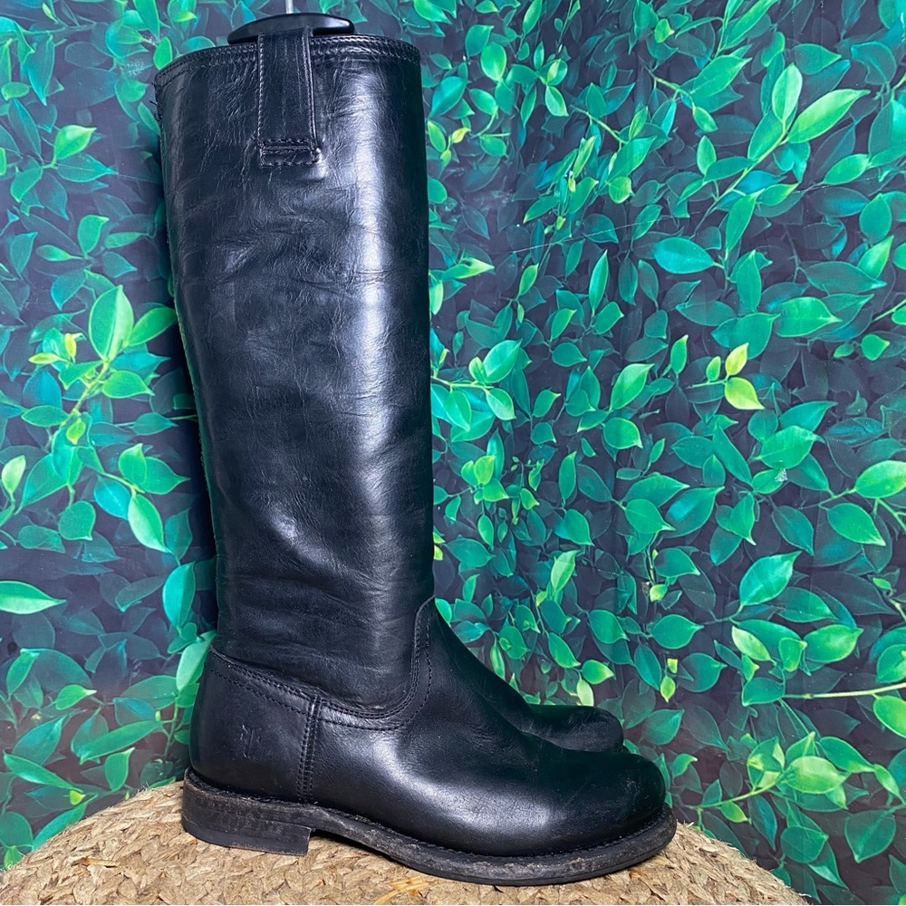 Frye black leather tall boots